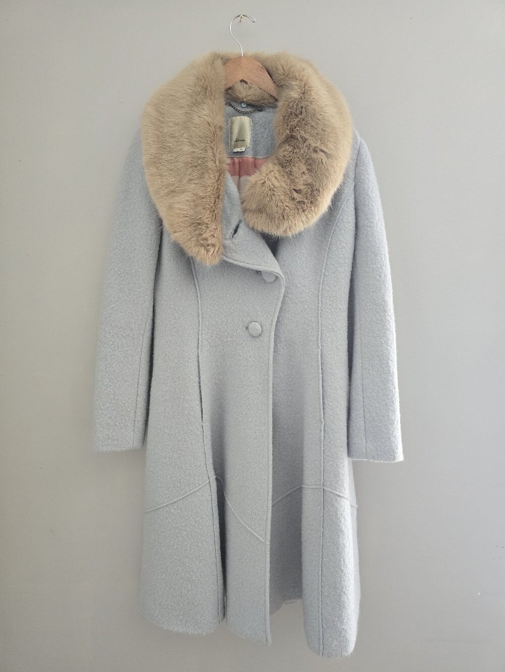ANTHROPOLOGIE SIZE 12 elevenses beatrix coat *RARE* fur collar, ice queen - Picture 4 of 14